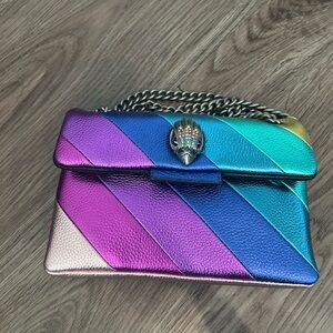 *New Kurt Geiger Iridescent Holographic Shoulder Bag with Metallic Chain